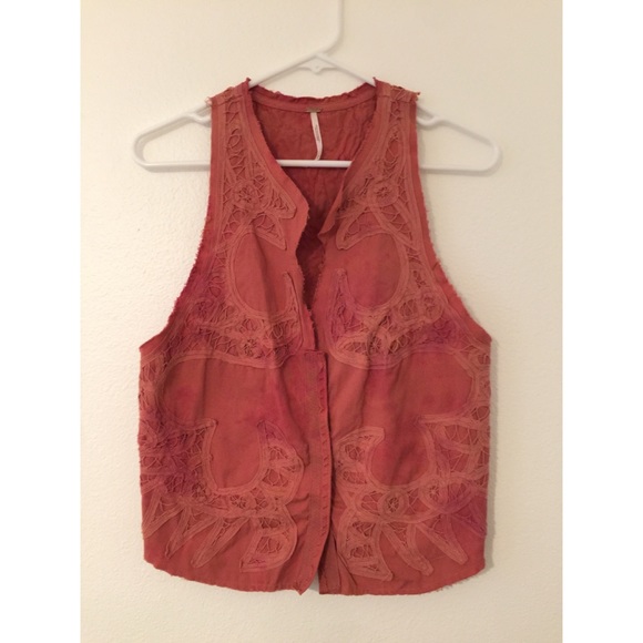 Free People Jackets & Blazers - FREE PEOPLE rust boho button front vest size S